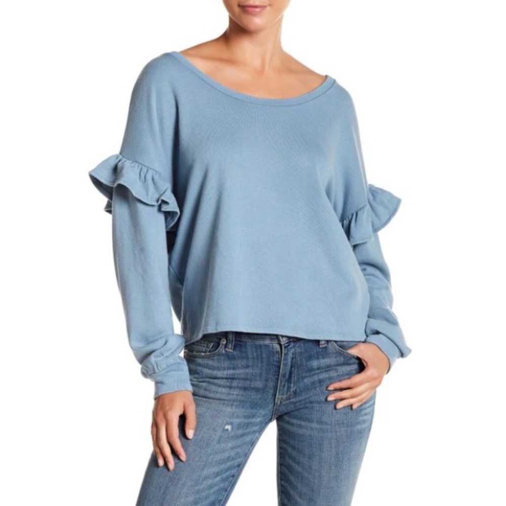 Lucky Brand Ruffle Sleeve Sweatshirt NWT